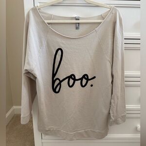 Womens Off Shoulder Boo Sweatshirt (L)